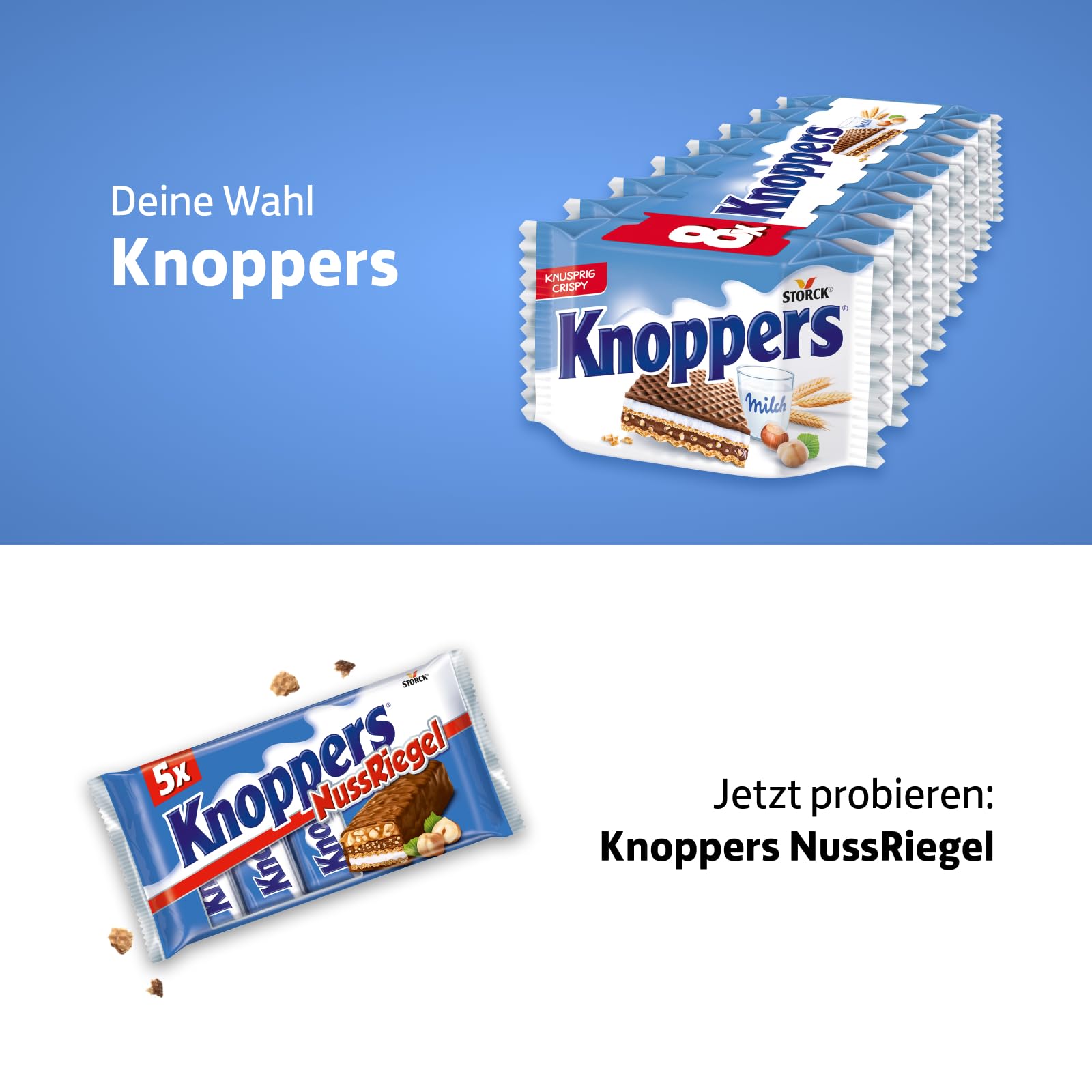 Knoppers – 8 x 25 g – Gefüllte Waffelschnitten mit Milch- und Nougatcreme, Haselnüssen und Kakao 6