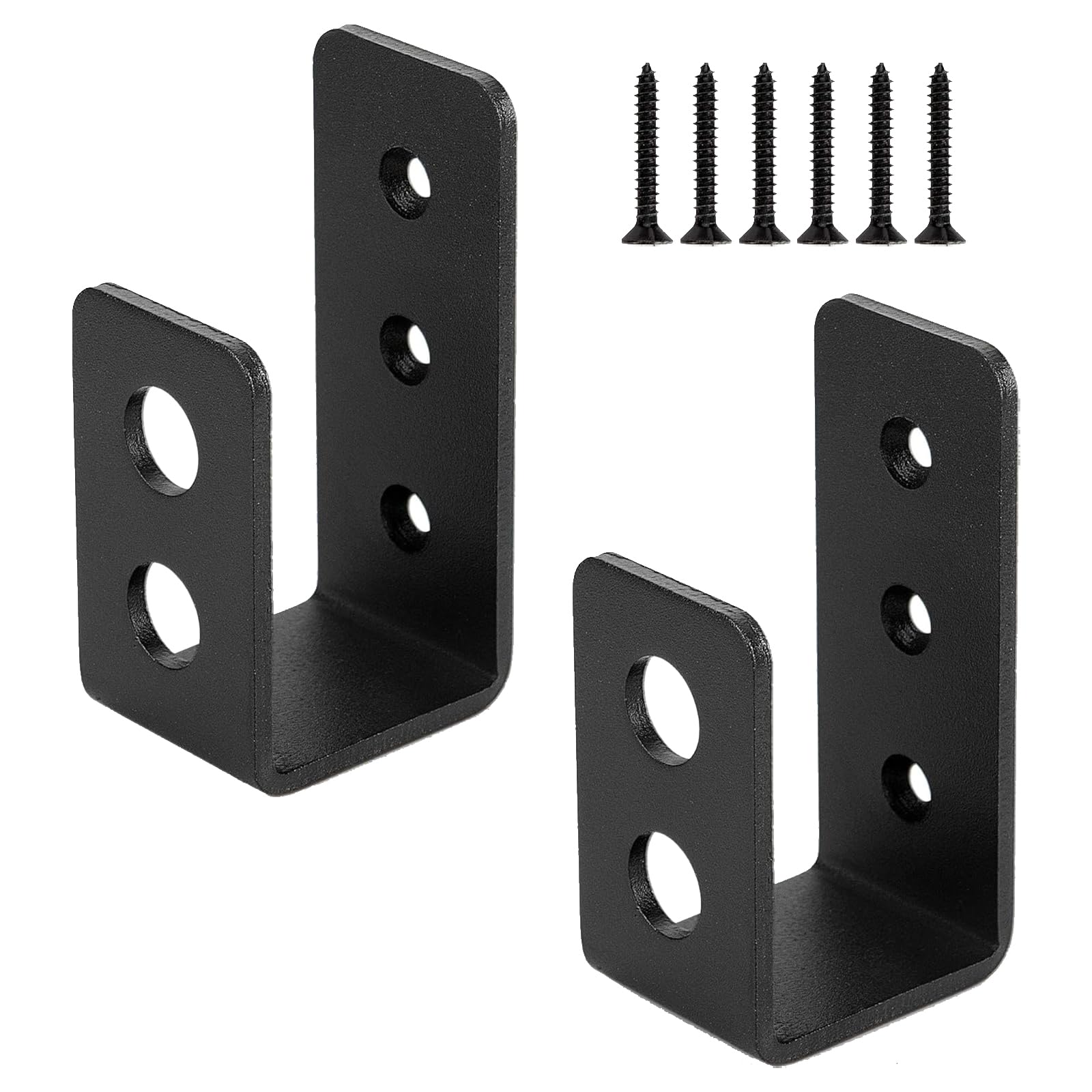 Doors Barricade Brackets,Heavy Duty Door Barricade Clamps U Bracket, Bar Security Door Locks Bracket for Home Barn Shed Garage Gate Door Reinforcement,Fits 2 x 4 Lumber,with Screw (2pcs, Black)