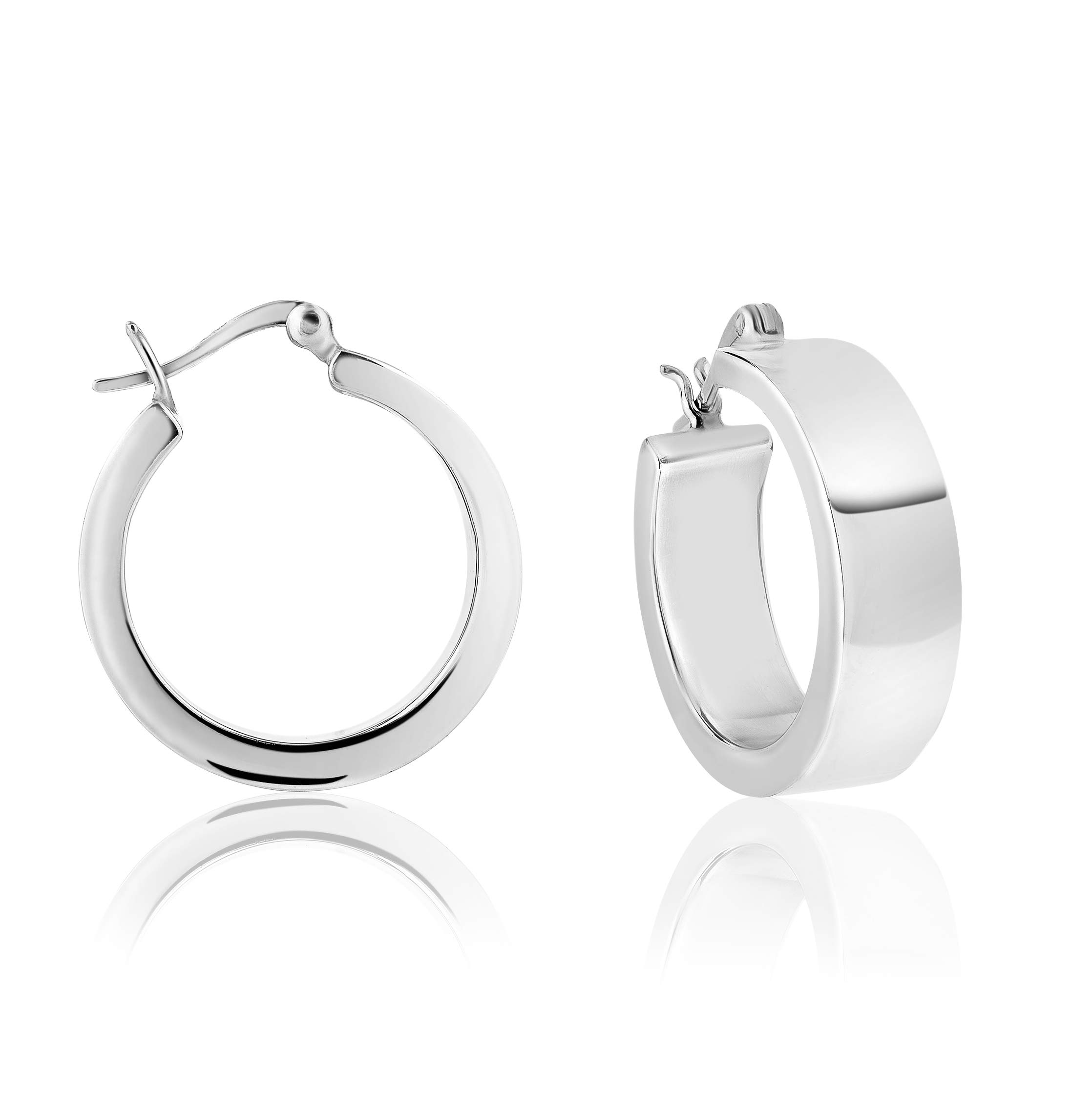 DTPSilver - Thick Creole Hoops Earrings 925 Sterling Silver - Thick 3 mm - Wide 8 mm - Diameter 25 mm
