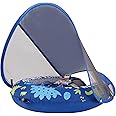 Mambobaby Baby Pool Floats with Canopy Pool Float Self-Inflating Compressible Folding Swimming Float Soft Skin-Friendly Fabric for Infant Toddler 3-24 Momths, Blue