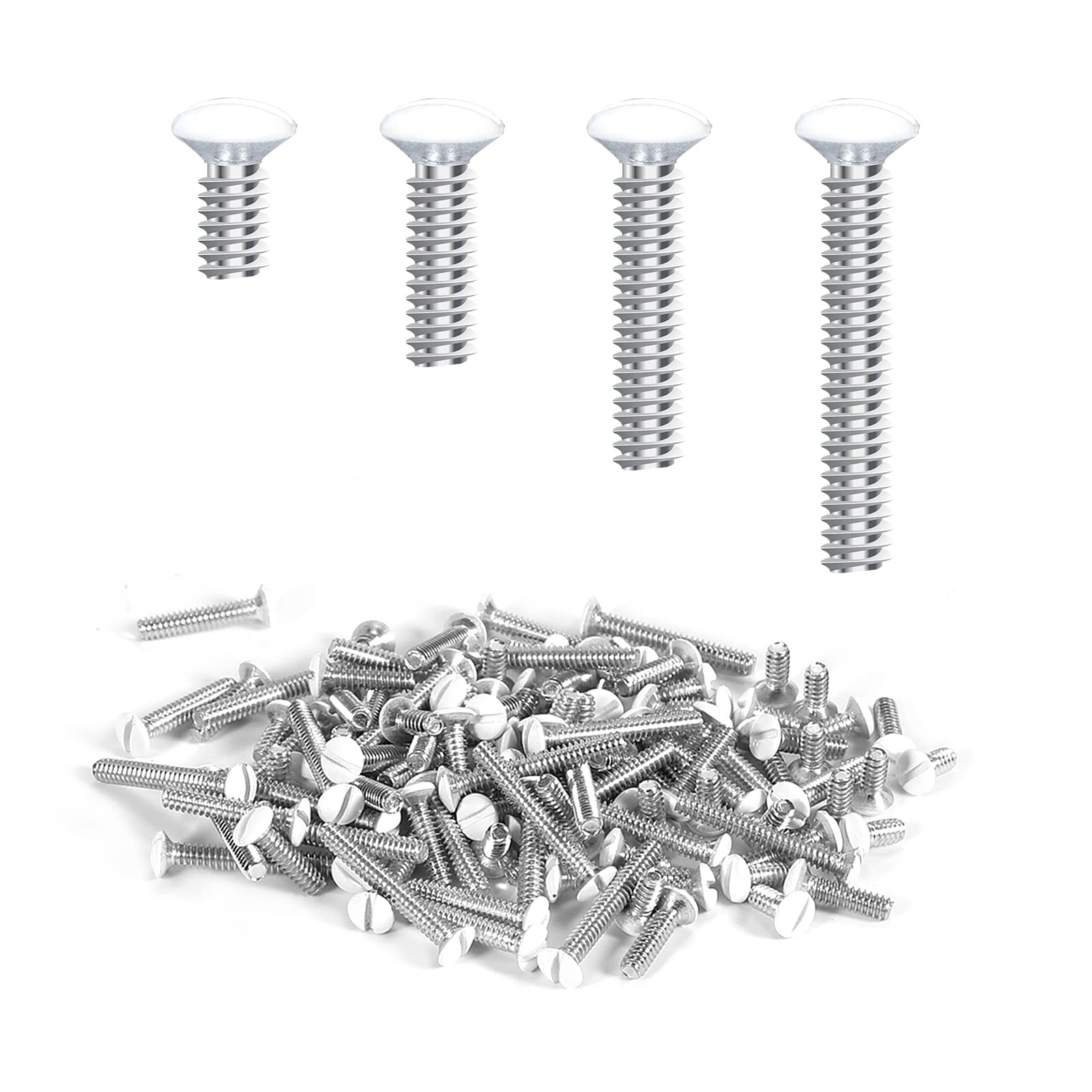 KINBOM 120pcs Wall Plate Screws, 4 Length Sizes 6-32 Thread, White, Carbon Steel, Premium Quality, Slotted Oval Head, Suitable for Homes & Offices