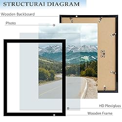 QOTIB 16x20 Picture Frame Black for Wall