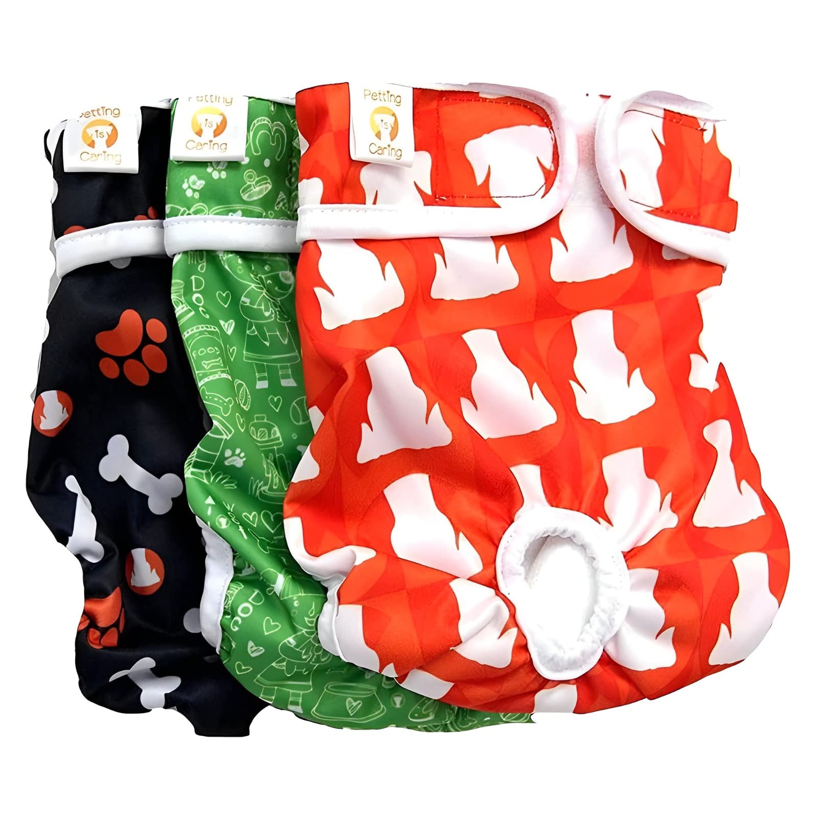 Photo 1 of PETTING IS CARING Dog Diapers Washable & Reusable Female and Male Dog Diapers Materials Durable Machine Washable Solution for Pet Incontinence and Long Travels - 3 Pack Set (S, New)