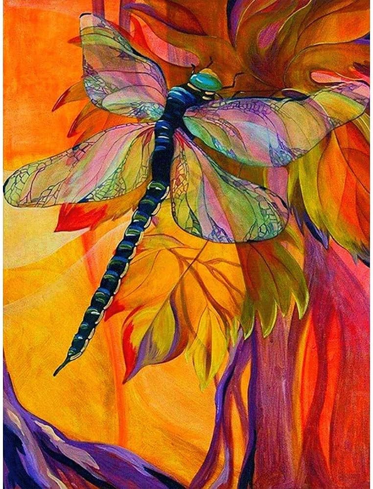Diamond Painting Kits Dragonfly Diamond Embroidery Painting DIY 5D Full Drill Art Adult Child Crystal Rhinestone Cross Stitch Canvas Craft for Home Bedroom Wall Decor Gift60x80cm