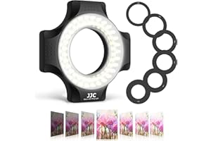 JJC Macro Ring Light for DSLR Macro Lens Canon EF 100mm f2.8L/RF 100mm f2.8L/EF-S 60mm f2.8/Nikon AF Micro 60mm f2.8D/AF-S DX Micro 40mm f2.8G/Z MC 50mm f2.8 with 49/52/55/58 62/67mm Adapter Rings