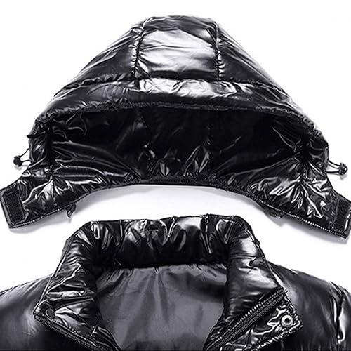 HGOOGY Mens Shiny Down Coat Removable Hood Winter Thicken Warmth