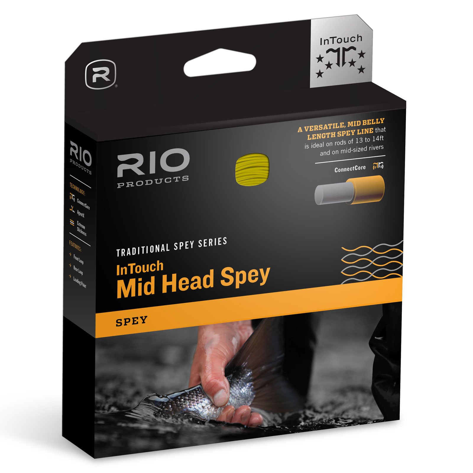 Rio Fly Fishing Fly Line InTouch Mid Head Spay 10/11 F Fishing Line, Green/Orange/Straw