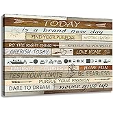 Woxfcart Inspirational Quotes Canvas Wall Art, Brown and Gray Motivational Pictures for Student Study Living Room Office Decor Poster, 36 x 24 Inch