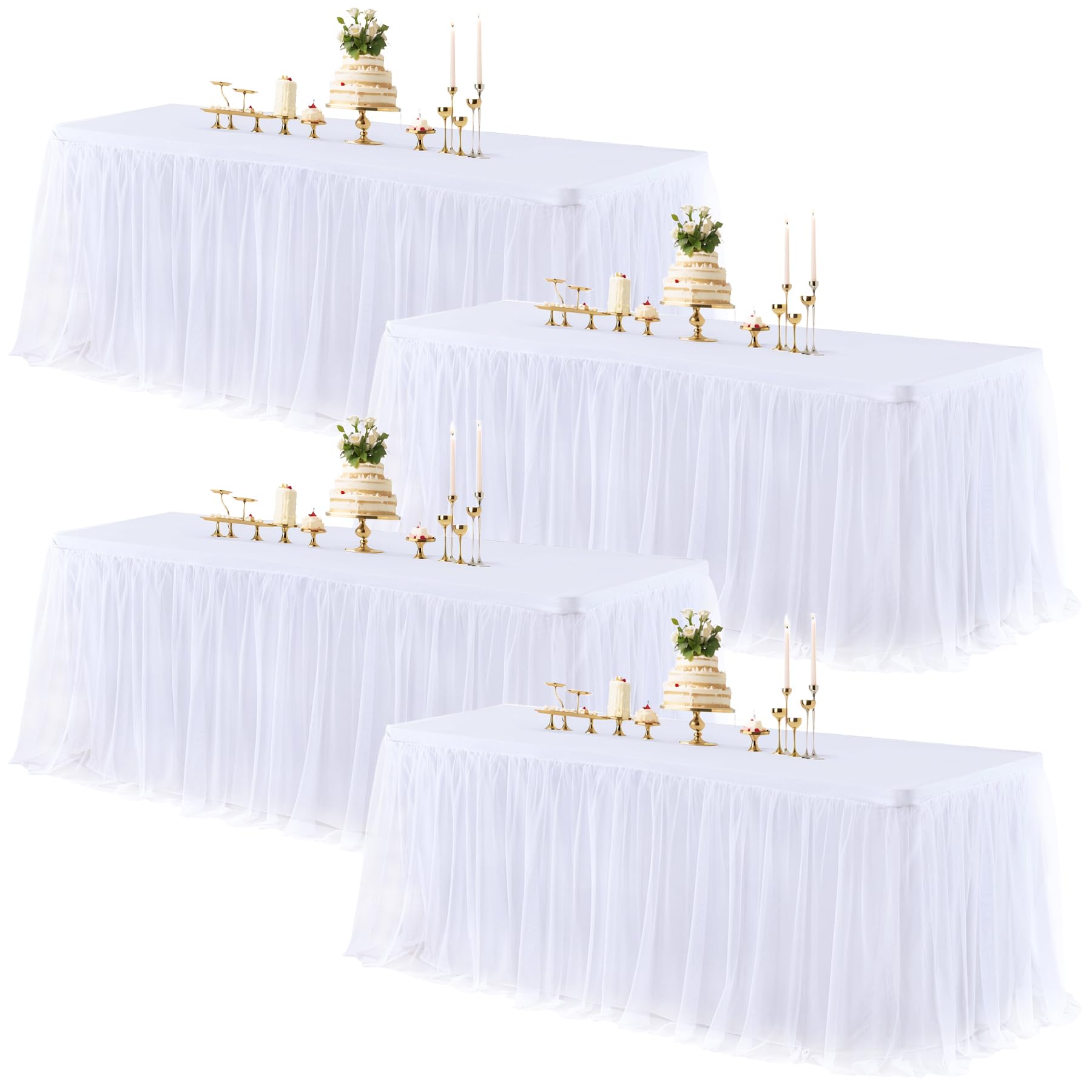 White Table Cloth Rectangle Table Covers for 6 Foot