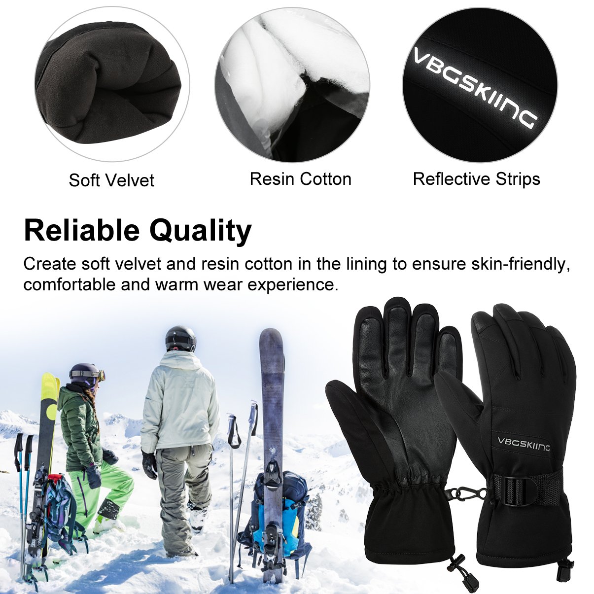 VBIGER Impermeables Guantes de Esquí Guantes Bicicleta Alpinismo Moto,Unisex