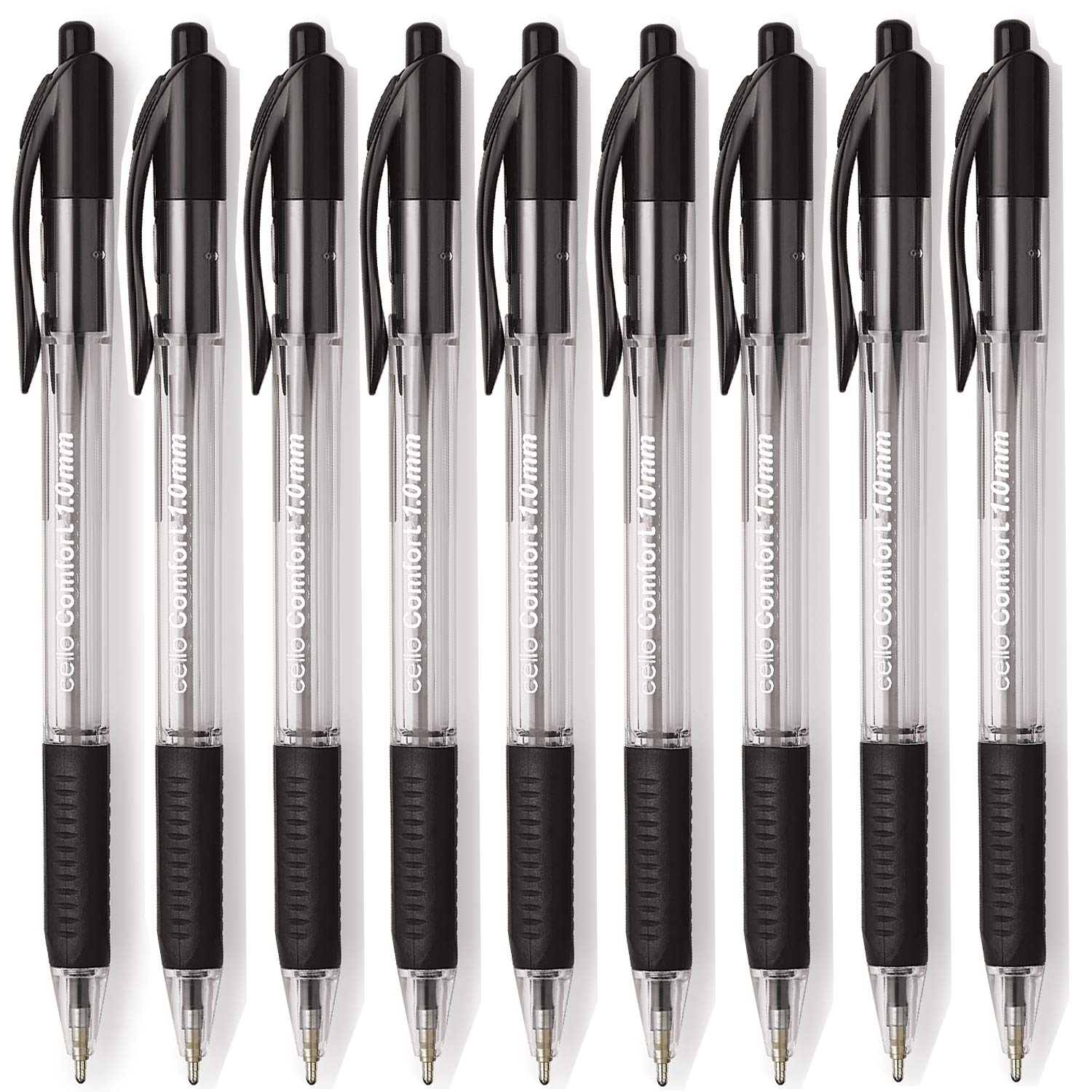 Cello Retractable Black Ballpoint Pens Pack of 48(1.0mm) Smooth Writing Ball Pen - Medium Point, Black Ink, stationery supplies, Ideal for School, Work, Home