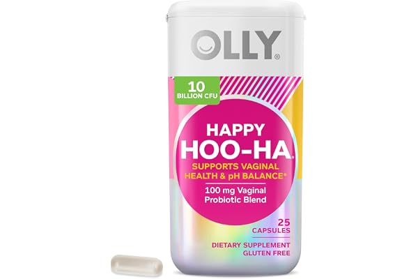 OLLY Happy Hoo-Ha Capsules, Probiotic for Women, Vaginal Health and pH Balance, 10 Billion CFU, Gluten Free - 25 Count