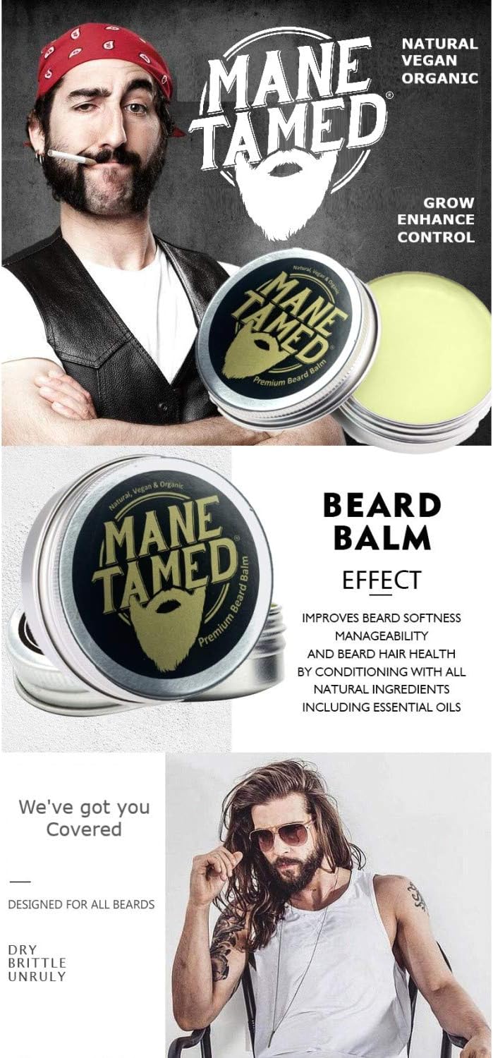 Mane Tamed® Premium Natural & Organic Beard Hair Care Conditioner Balm for Beard Growth Condition, Control, Moisturise - Image 5