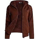 Reebok Womens Fleece Jacket - Warm Lightweight Faux Fur Sherpa Lined Zip Up Hoodie - Soft Hooded Winter Jackets for Women