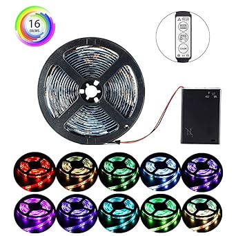 2 M 5050 SMD RGB-LED-Streifenlichter, batteriebetriebenes wasserdichtes IP65-Kabel mit flexiblem Seil Farbwechselstreifenlich