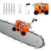 QTG Manual Chainsaw Sharpener, 30&deg; Portable Hand Crank Chain Grinder Kit | 30&deg; Fixed Angle, 4"-22" Universal Fit, Rust-Resistant Alloy, Cordless Portable, Complete Sharpening Kit, Easy &amp; Accurate
