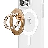 Sonix Magnetic Phone Grip and Phone Ring Holder - Compatible with MagSafe - Rotatable Kickstand and Phone Holder for iPhone 16, 15, 14, 13, 12 Series - Gold/Clear Rhinestone