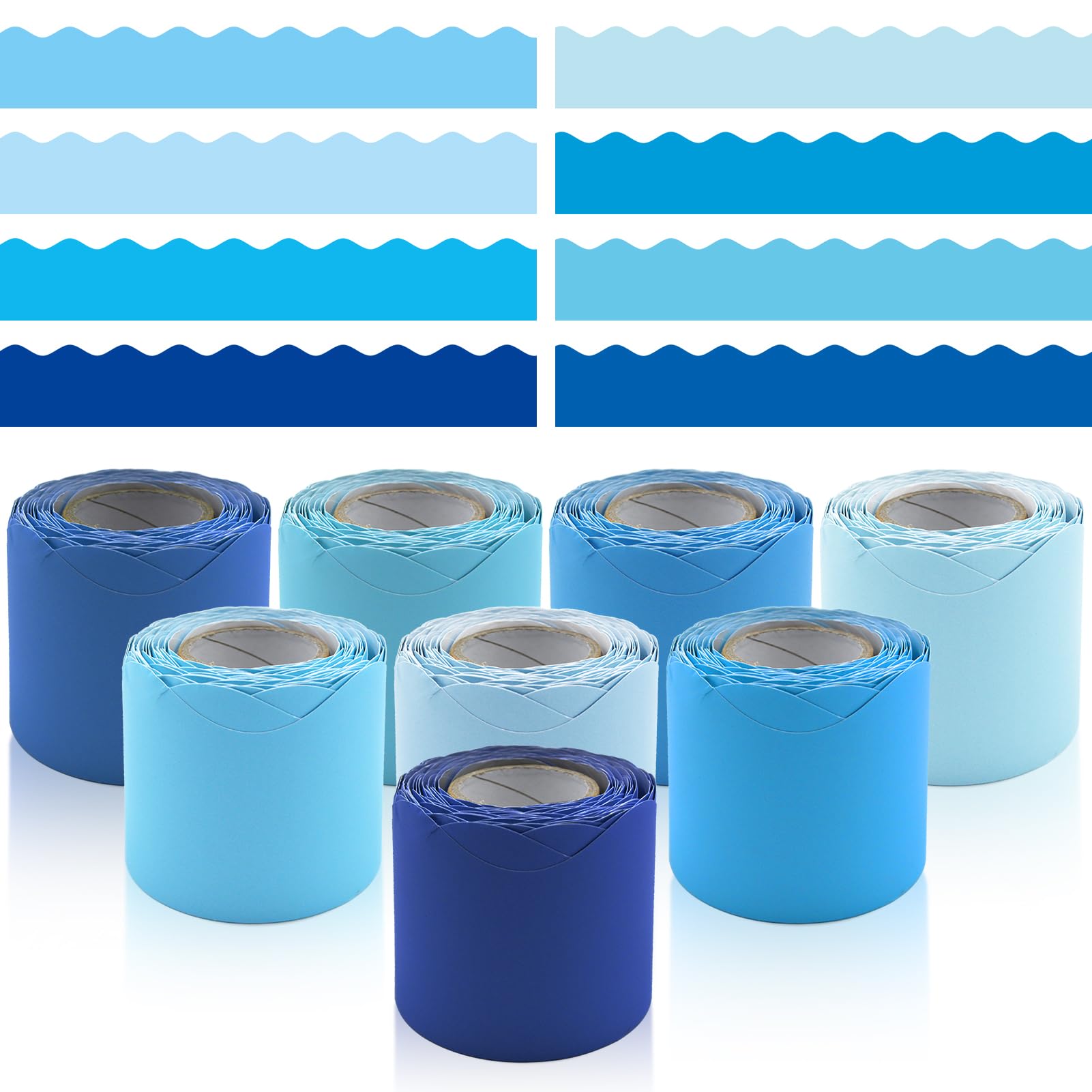 Photo 1 of 8 Rolls 262.4 Ft Blue Bulletin Board Borders - Blue Scalloped Bulletin Board Borders for Classroom, School & Office Decor - Bulletin Boards Decorations - Bulletin Boards Trim