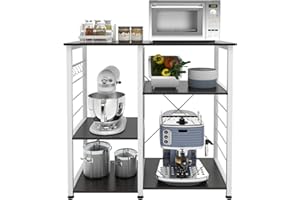 SDHYL Coffee Bar, 35 inch Bakers Rack Microwave Stand with 4 Storage Shelves, Kitchen Shelves Organizers Bakers Racks with Storage, Microwave Table Coffee Station Table for Home Kitchen Bathroom