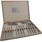 Jean Dubost Laguiole 20-Piece Everyday Flatware Set, Stainless Steel Handle | Rust-Resistant Stainless Steel - Includes Wooden Box - Made in France