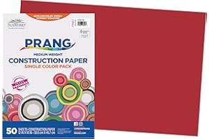 Prang (Formerly SunWorks) Construction Paper, Holiday Red, 12" x 18", 50 Sheets