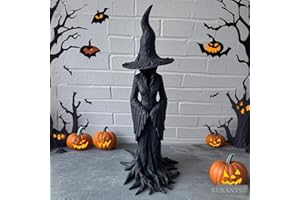 KUKANTST 16'' – Cracker Barrel Witch Statue – Halloween Witch Statue, Gothic Halloween Resin Figurine | Retro Magician Decor | Dark Fantasy Ornament | Nib Festival Collectible