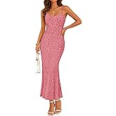 ZESICA Women's Summer Floral Spaghtti Straps Midi Dress 2026 Bodycon Sleeveless Square Neck Casual Beach Long Dresses