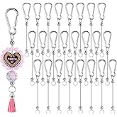 Dunzoom 24 Pieces Beadable Keychain Bars Bulk Key Chain Making Kit DIY Blank Bead Keychain Creative Silver Snap Hook Accessories for Purse Keychains DIY Jewelry Gift