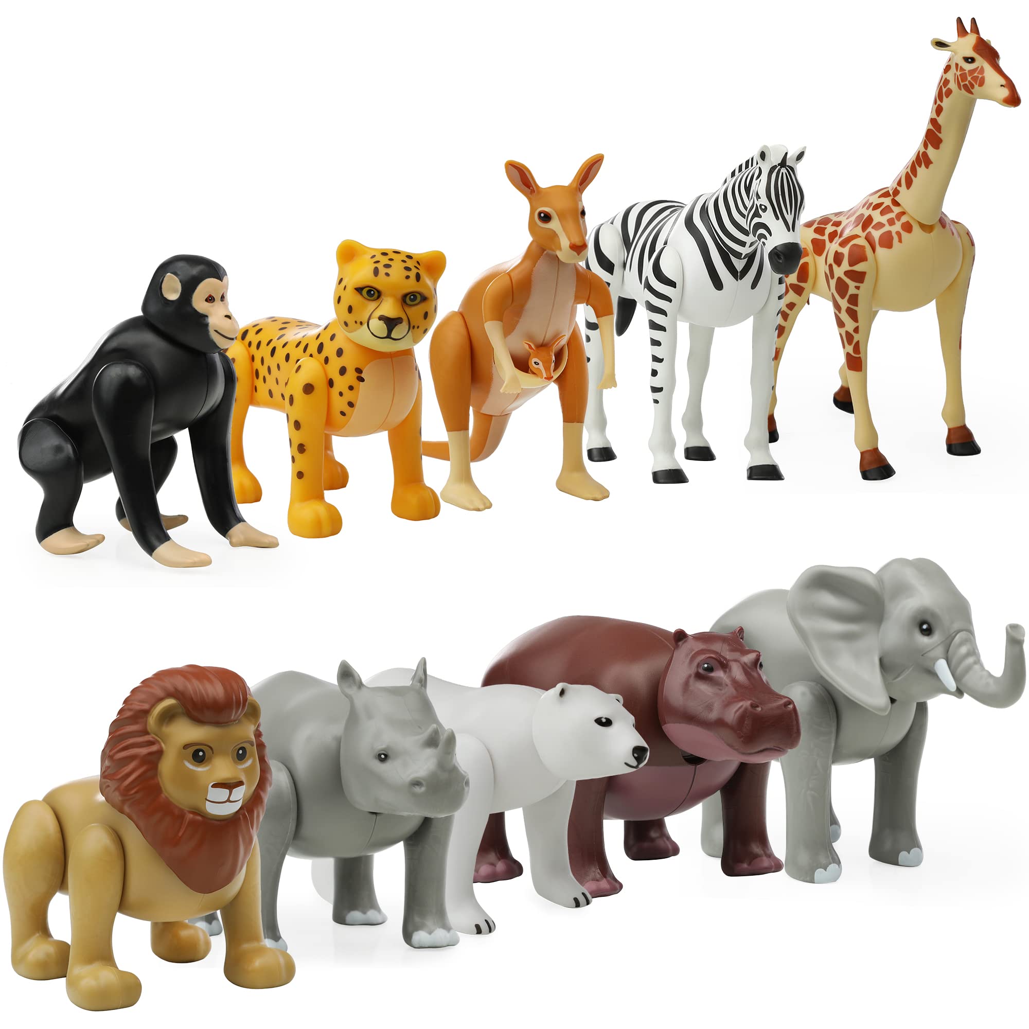 12-Piece Animal Figure Playset – Plastic Jungle, Wild, Ocean, Zoo Toys For Kids