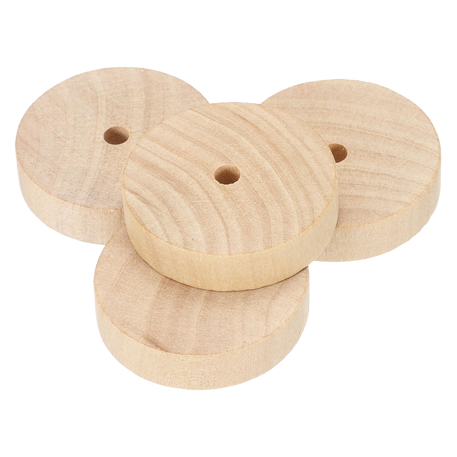 sourcing map Wooden Toy Vehicle Car Train Truck Wheels 1.57" Dia 1/5" Hole Model Craft Slab Wood Wheels Spinner Top Flat Hobby Stand for Sculpture Caster Candle, Pack of 4