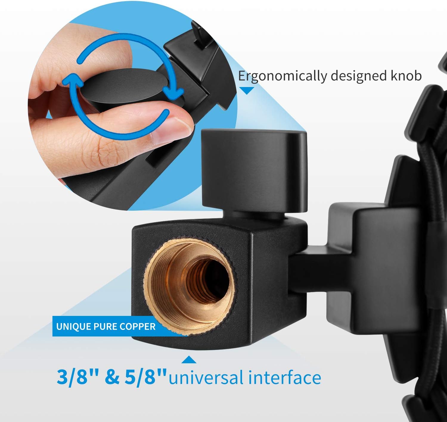 Moukey Shock Mount Compatible for Blue Yeti/Yeti Pro/Yeticaster/Yeti X/Snowball iCE Mic and other Large Microphones MMs-7-Black: Musical Instruments