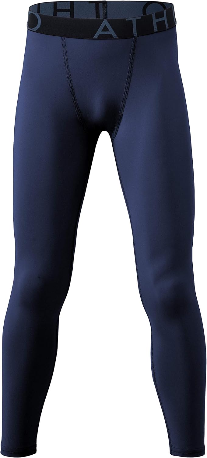ATHLIO 1 or 2 Pack Boy's UPF 50+ Compression Pants Baselayer, Cool Dry Active Running Tights, 4-Way Stretch Workout Leggings: Clothing