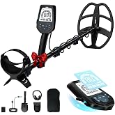 SUNPOW Professional Metal Detector for Adults Rechargeable - 6 Metal ID, IP68 Waterproof Coil, LCD Display, 5 Search Modes Metal Detector for Beach/River/Outdoor Treasure Hunting, OT-MD16