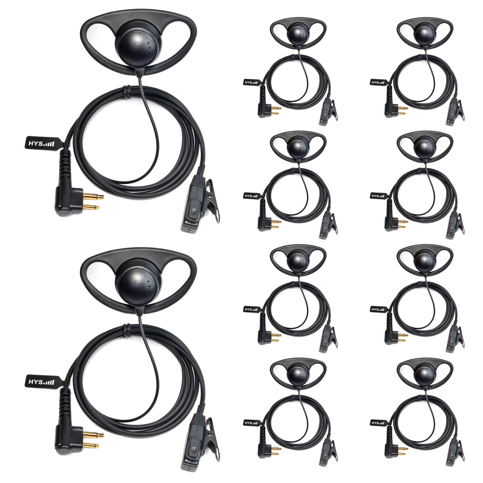 HYS D-Ring Walkie Talkie Headset Compatible with Motorola CP040 CP140 GP300 CLS1110 Two Way Radio, Radio Earpiece with PPT for Police Security (10)