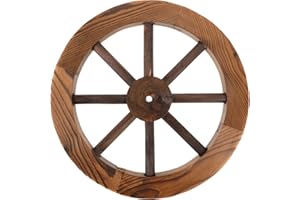 YARNOW Wooden Wagon Wheel Decor 35Cm Diameter Rustic Wall Hanging Decoration for Garden and Backyard