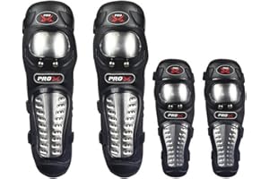 REAOWAZO Lozom Adults Alloy Steel Motorcycle ATV Motocross Elbow Knee Shin Guard Pads Elbow Knee and Shin Guard Pads