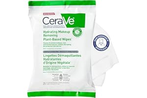 CeraVe Hydrating Makeup Removing Plant-Based 25 Ultra-Gentle Wipes | Cleanses Waterproof Mascara, Hydrates and Removes makeup