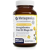 Metagenics OmegaGenics Mega 10 Omega Supplement- with Omega-7, 330 mg EPA & 170 mg DHA for Heart Health*- Sustainably Sourced & No Fishy Aftertaste - Non-GMO & Gluten-Free - 60 Softgels