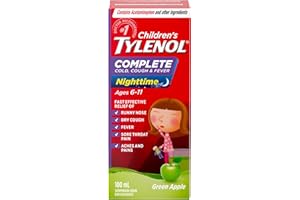TYLENOL Children’s Complete Cold, Cough & Fever Suspension Liquid, Nighttime, Relieves Cough, Cold & Fever symptoms, 100mL, G