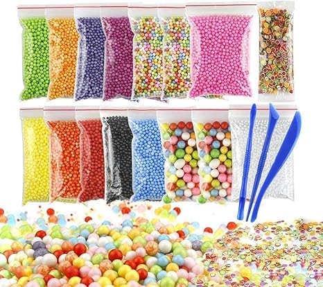 Amazon Valuehall 発泡スチロールビーズ 球ビーズ パック 泡ボール カラフル クリエイティブ 子供 おもちゃ バブル 泡沫 ギフト クラフト まくら 填充用 装飾 フィラービーズ モデルdiy 工芸 金魚鉢ビーズ 果物切片 カラフルフォーム 紙吹雪 １４カラー 混色 16パック
