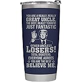 AWTHATMAZING Gifts for Uncle on Christmas from Niece - Funcle Great Tumbler for Fathers Day, Christmas, Birthday - Great Uncle Birthday Insulated Stainless Steel Cup 20oz, Navy