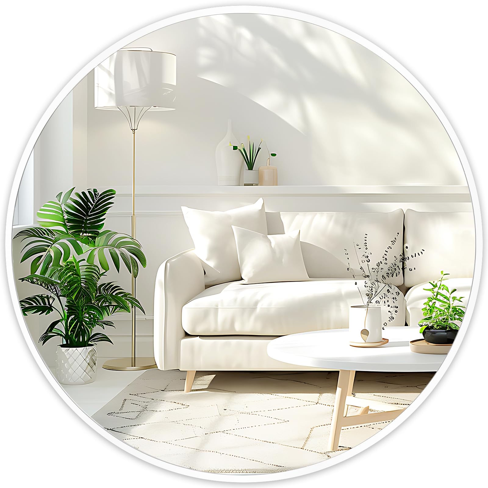 Photo 1 of *** STOCK PHOTO FOR REFERENCE ***Fabuday White Round Mirror for Wall 20 inch - Circle Mirror for Bathroom, Entryway, Living Room, Hallway, Bedroom Decor, Small Matte Frame Mirrors