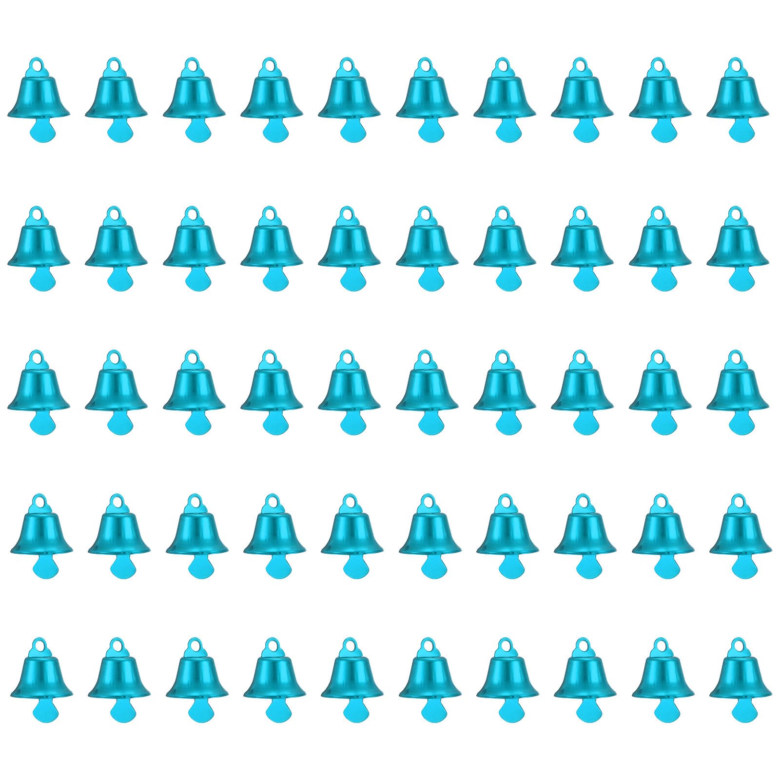 PATIKIL Mini Craft Bells, 50 Pcs Jingle Bells 0.6" Metal Hanging Bells for DIY Party Wedding Home Decoration Christmas, Blue