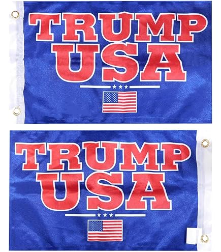 Nylon Flags Flags Trump 2024 Double-Sided Car Flag - 12x18 Inch Rough Tex Knit Nylon, Black & Blue, Made In USA Theme 2024 Trump Flag - Foto 3