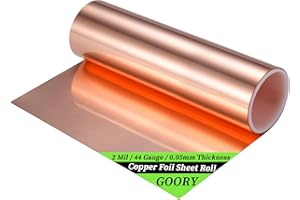 GOORY Copper Foil Sheet Roll 2Mil/44Gauge(0.05mm) 6in x 10ft Pure Thin Copper Sheet - ASTM B152 C11000 99.9+% Soft Flashing Roll for Crafting, Electrical, House Repair, DIY Project, Decoration
