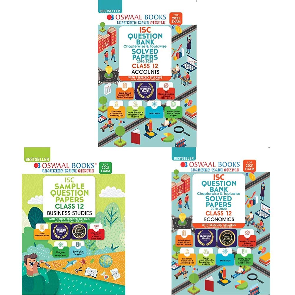 Oswaal ISC Question Bank Class 12 (Set of 3 Books) Account, Business Studies, Economics (For Reduced Syllabus 2021)