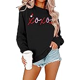 SFHFY Valentines Sweatshirt Women: Embroidery Heart Sweater Love Valentine Pullover Casual Heart Long Sleeve Shirts