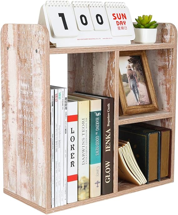 PAG Desktop Bookshelf Freestanding Countertop Bookcase Wood Desk