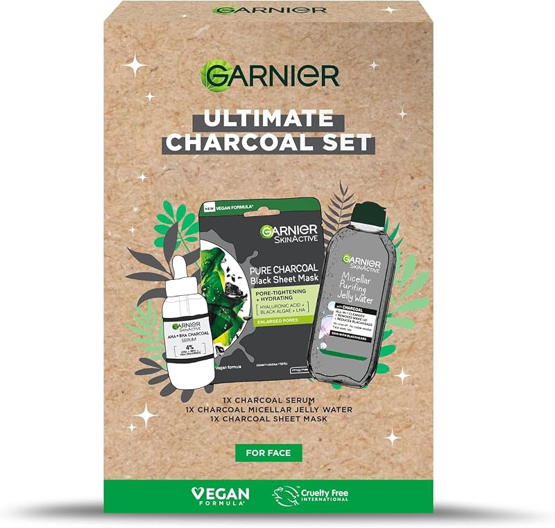 Garnier Ultimate Charcoal Face Gift Set Serum Mask Micellar Purifying