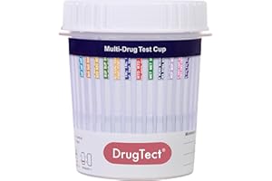 DrugTect Multi-Drug Test Cup | 5 Pack | 12 Panel CLIA Waived Marijuana Fentanyl Urine Drug Test Cup for AMP,BAR,BUP,BZO,COC,FYL,MDMA,MET,MOP|OPI,MTD,OXY,THC (5)
